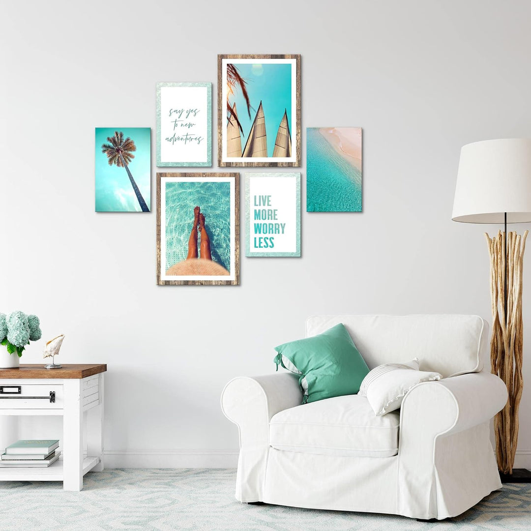 Novart Bilder Set - AUFHÄNGFERTIG - KEIN EXTRA RAHMEN BENÖTIGT - Karibik Modern Traumstrand - Wohnzi