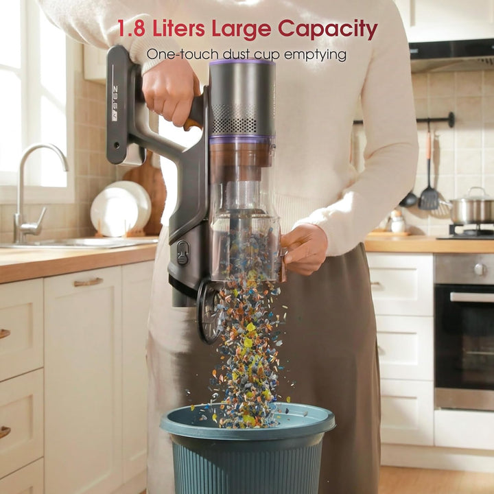 UNINELL HOME Akku Staubsauger 50000Pa/580W/70Min Upgrade, Staubsauger Kabellos Selbstladender mit LE