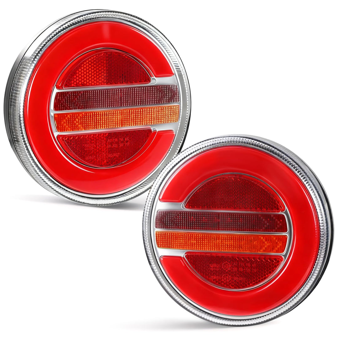 Yuanjoy 2 x Wasserdicht Rund Rückleuchten Anhänger LED 12V 24V, E-Prüfzeichen links und rechts Hambu