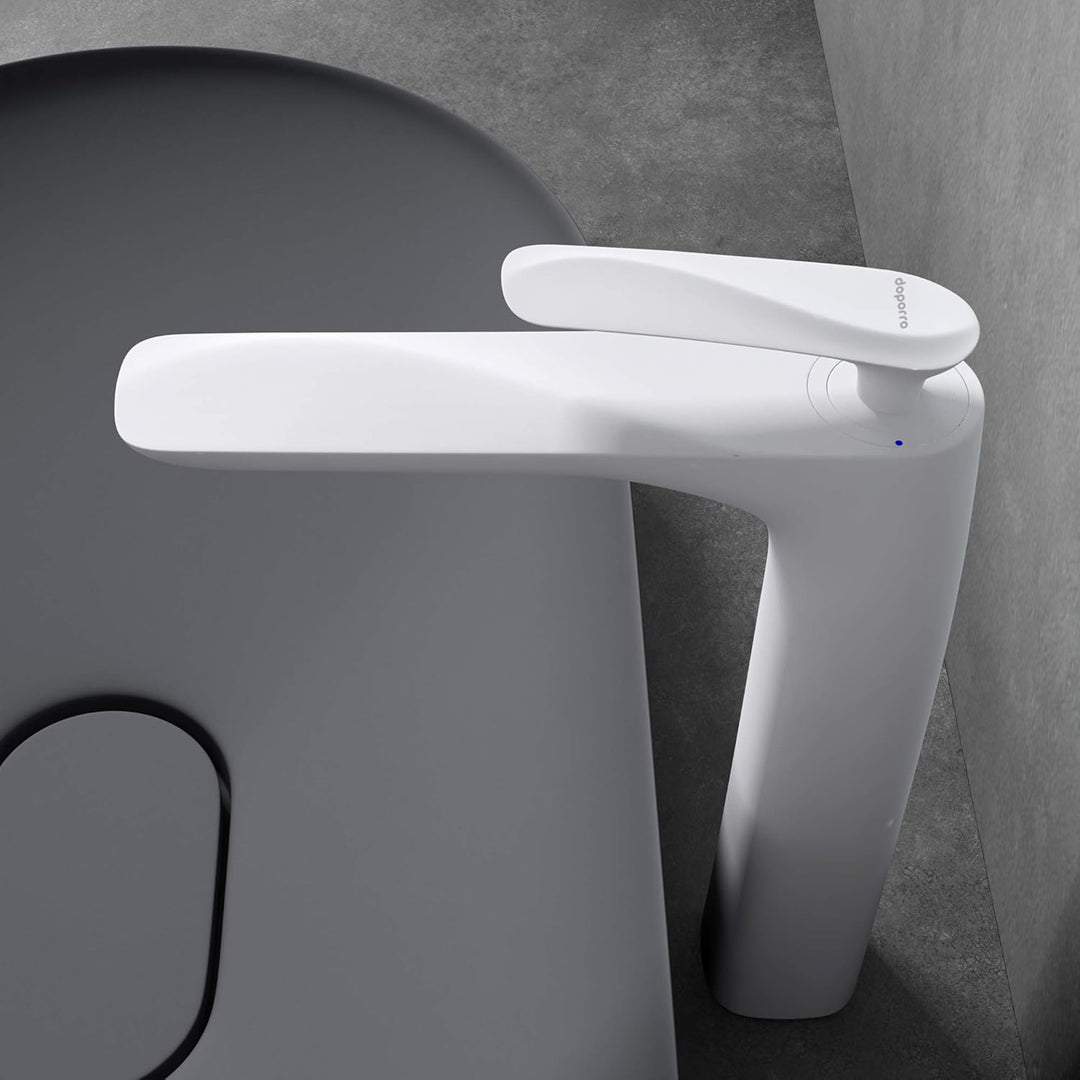 doporro Design Armatur Wasserhahn Bad Weiss | Waschtischarmatur für Waschbecken | Waschbeckenarmatur