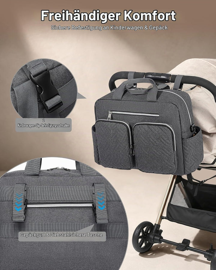 KONO Baby-Wickeltasche, stilvoll, für Mama und Papa, wandelbare Reisetasche mit isolierten Taschen G