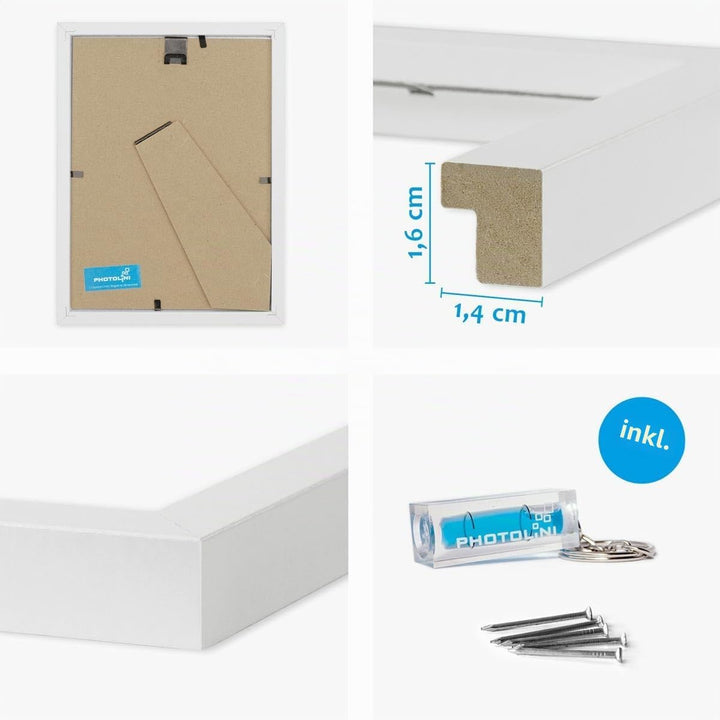 PHOTOLINI Bilderrahmen 15x20 Weiss Holz MDF, 3er Set Bilderrahmen 20x15, Picture Frame mit Acrylglas