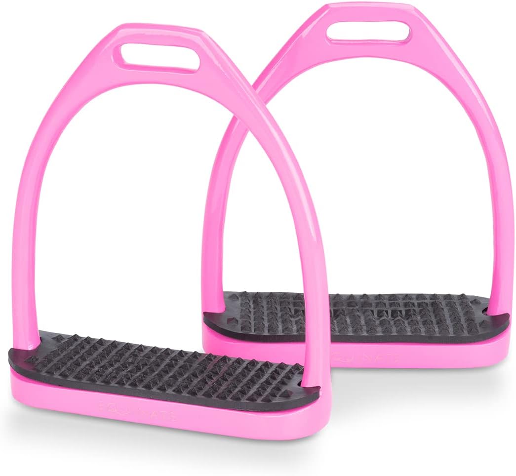 Equinate Steigbügel Midway 10cm Rosa - Mit Anti-Rutsch Trittfläche aus Gummi - Für Erwachsene und Ki
