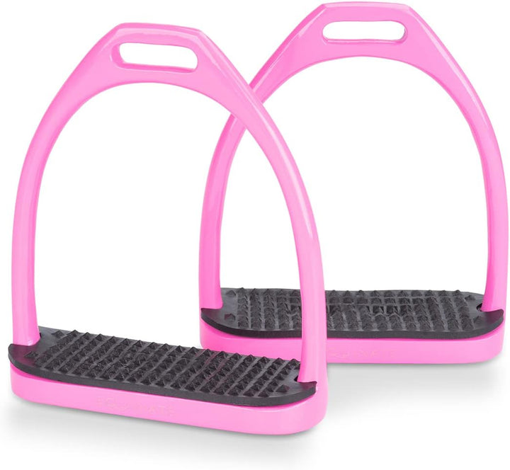 Equinate Steigbügel Midway 10cm Rosa - Mit Anti-Rutsch Trittfläche aus Gummi - Für Erwachsene und Ki