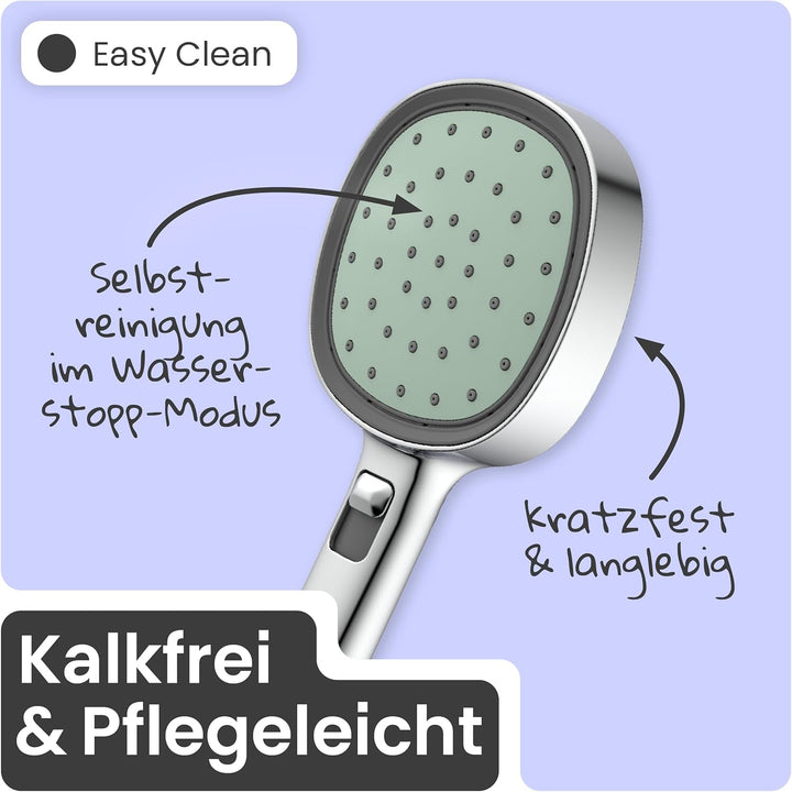 instmaier Cleo | Handbrause-Set | Duschkopf und passender 1,5m Brauseschlauch | Chrom/Salbei | 2 Fun