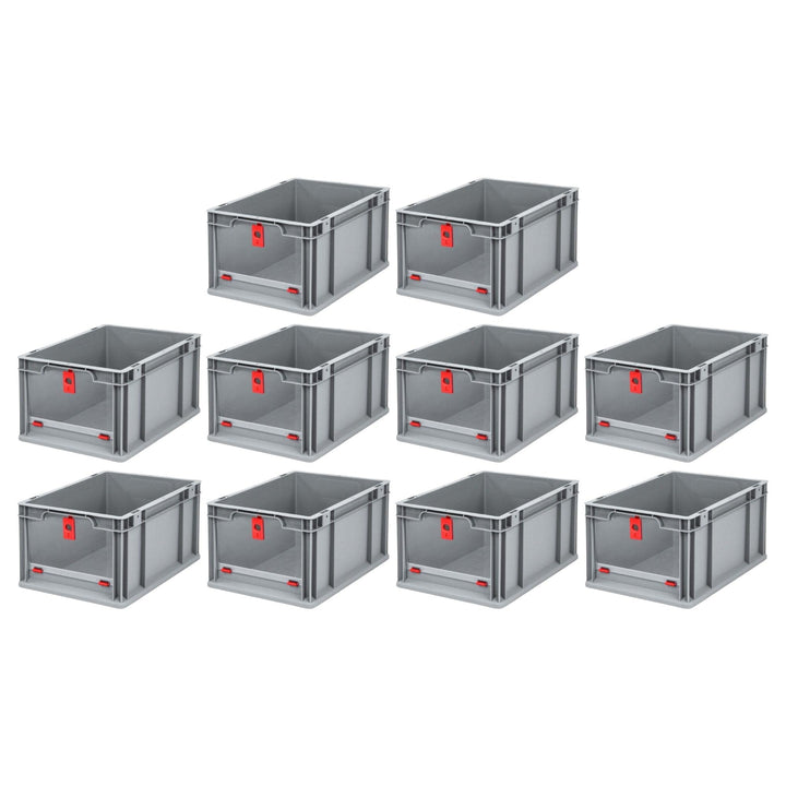 SparSet 10x Eurobox NextGen Insight Cover | HxBxT 22x30x40 | 20 Liter | Hoch/Rot | Eurobehälter, Tra