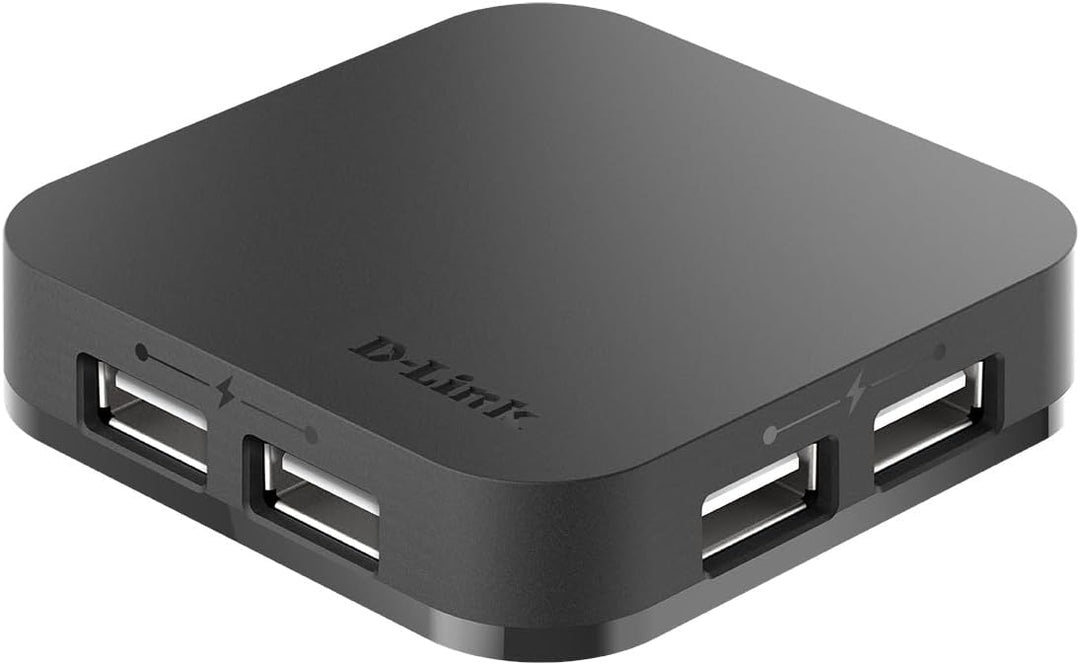 D-Link DUB-H4 4-Port USB 2.0 Hub (abwärtskompatibel, unterstützt Windows, Mac OS X) schwarz 4-in-1 (