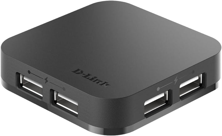 D-Link DUB-H4 4-Port USB 2.0 Hub (abwärtskompatibel, unterstützt Windows, Mac OS X) schwarz 4-in-1 (