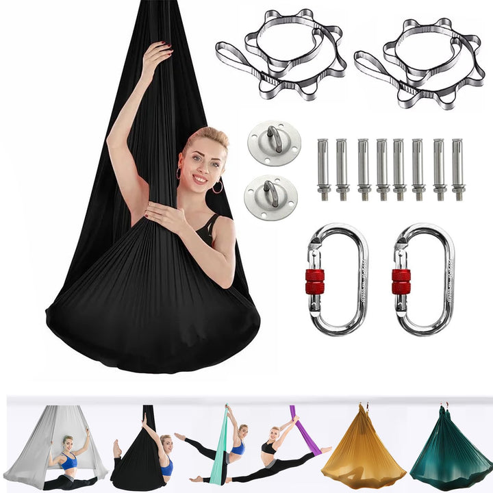 Yoga-Set für Erwachsene, Yoga-Zubehör, 500 kg Belastung, inkl. Kompletter Installationshardware Blac