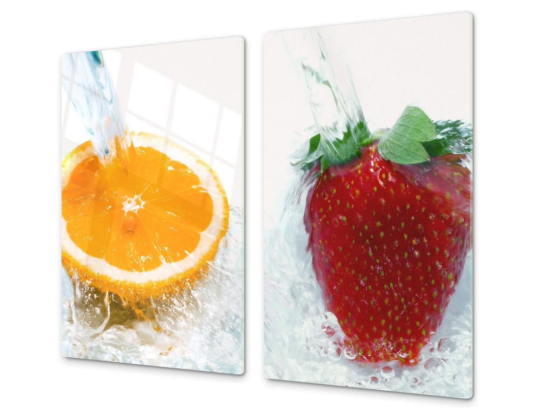 Küchenbrett aus Hartglas und Induktionskochplattenabdeckung – Schneideplatten SINGLE mit 60 x 52 cm