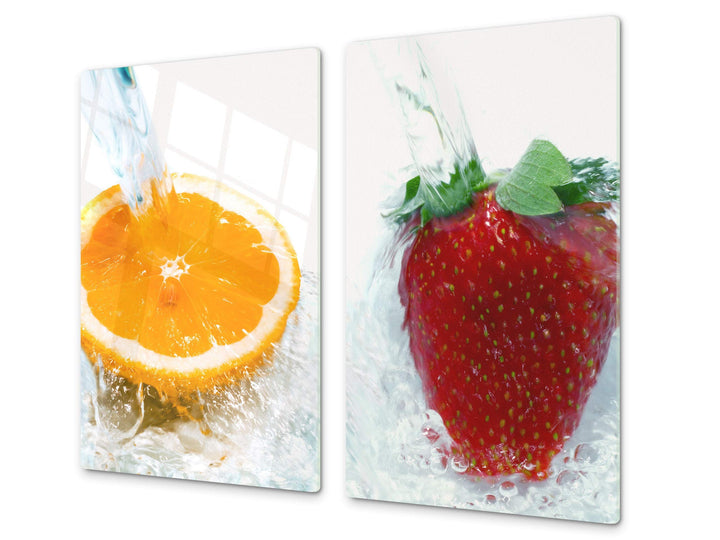 Küchenbrett aus Hartglas und Induktionskochplattenabdeckung – Schneideplatten SINGLE mit 60 x 52 cm