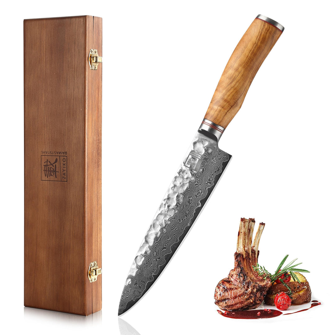 zayiko Minami Premium Guyto Chefmesser mit 20 cm Klinge gefertigt aus 67 Lagen echtem Damaststahl mi