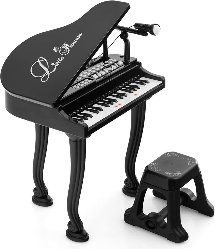 DREAMADE 37 Tasten Keyboard Kinder, mini E-Piano mit Hocker & Mikrofon & 3 Lehrmodi & 8 Rhythmen & A