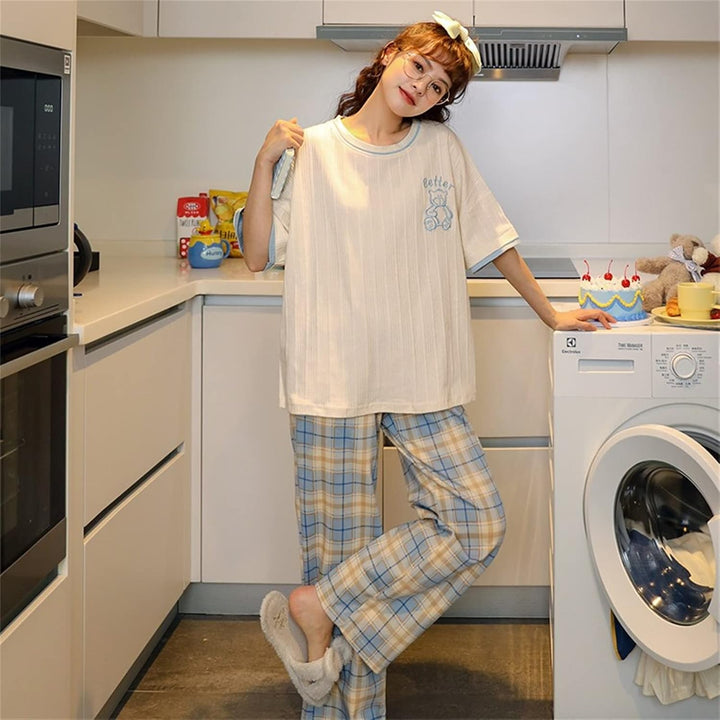 GOSO Schlafanzug Mädchen 140 146 152 164 Pyjamas Niedliche Pjs für Teenager Cartoon Print Tops und L