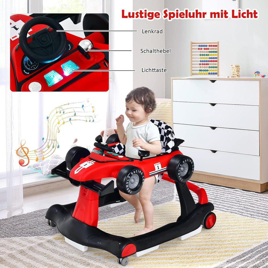 GOPLUS 4 in 1 Baby Lauflernhilfe, Lauflernwagen höhenverstellbar mit Licht &amp; Musik, Baby Walker Auto