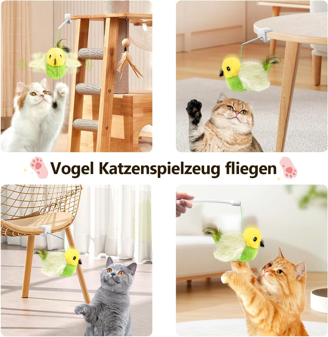 Migipaws Katzenspielzeug, elektrisches interaktives Katzenspielzeug,echte Flügel und Zwitschern wie