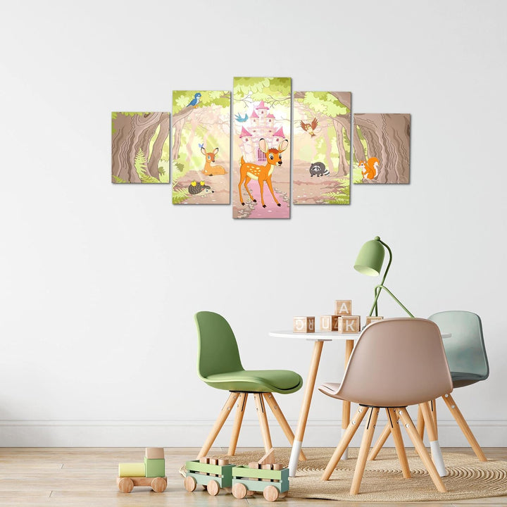 Runa Art Wandbilder Kinderzimmer Tiere 5 Teilig Bild auf Vlies Leinwand Deko Babyzimmer Spielzimmer