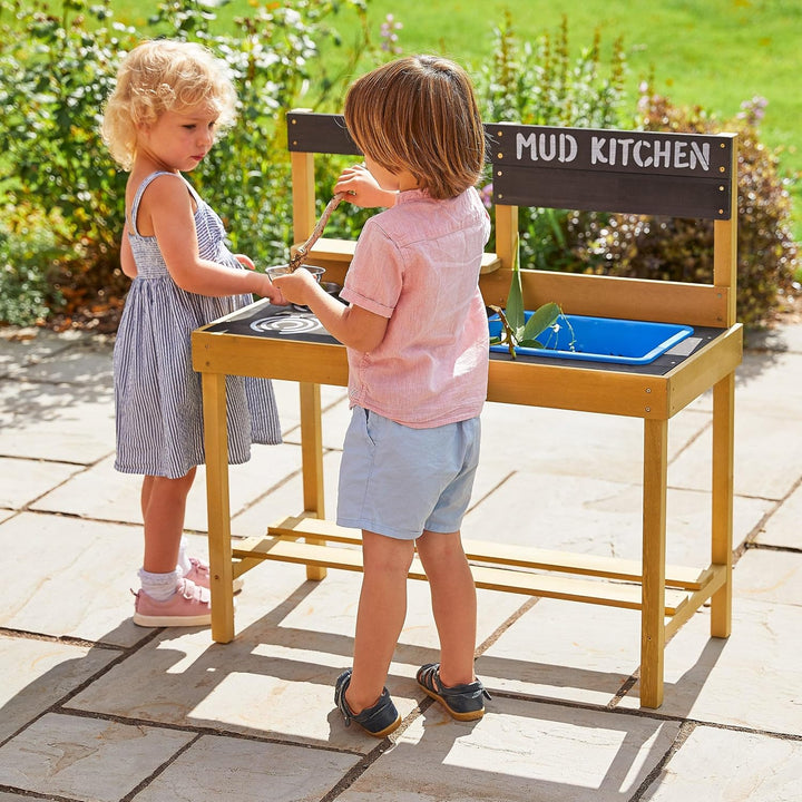 pt, Outdoor Mud Kitchen, Kinder Outdoor-Küche aus Holz für Pretend und Spielen, Schlamm, Wasser, San