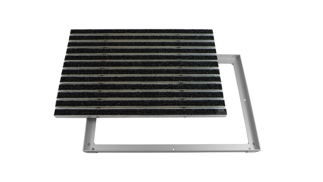 Emco Fussmatte eingelassen mit Rahmen 15 mm, Rips Anthrazit, Grösse:100x80cm, 100x80cm