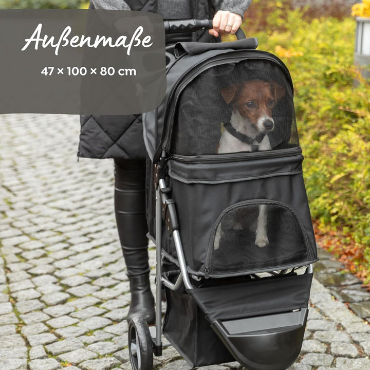 TRIXIE Buggy für Hunde, 47 × 100 × 80 CM, 4,6 kg - extra leicht, schwarz, bis 11 kg belastbar - 2895