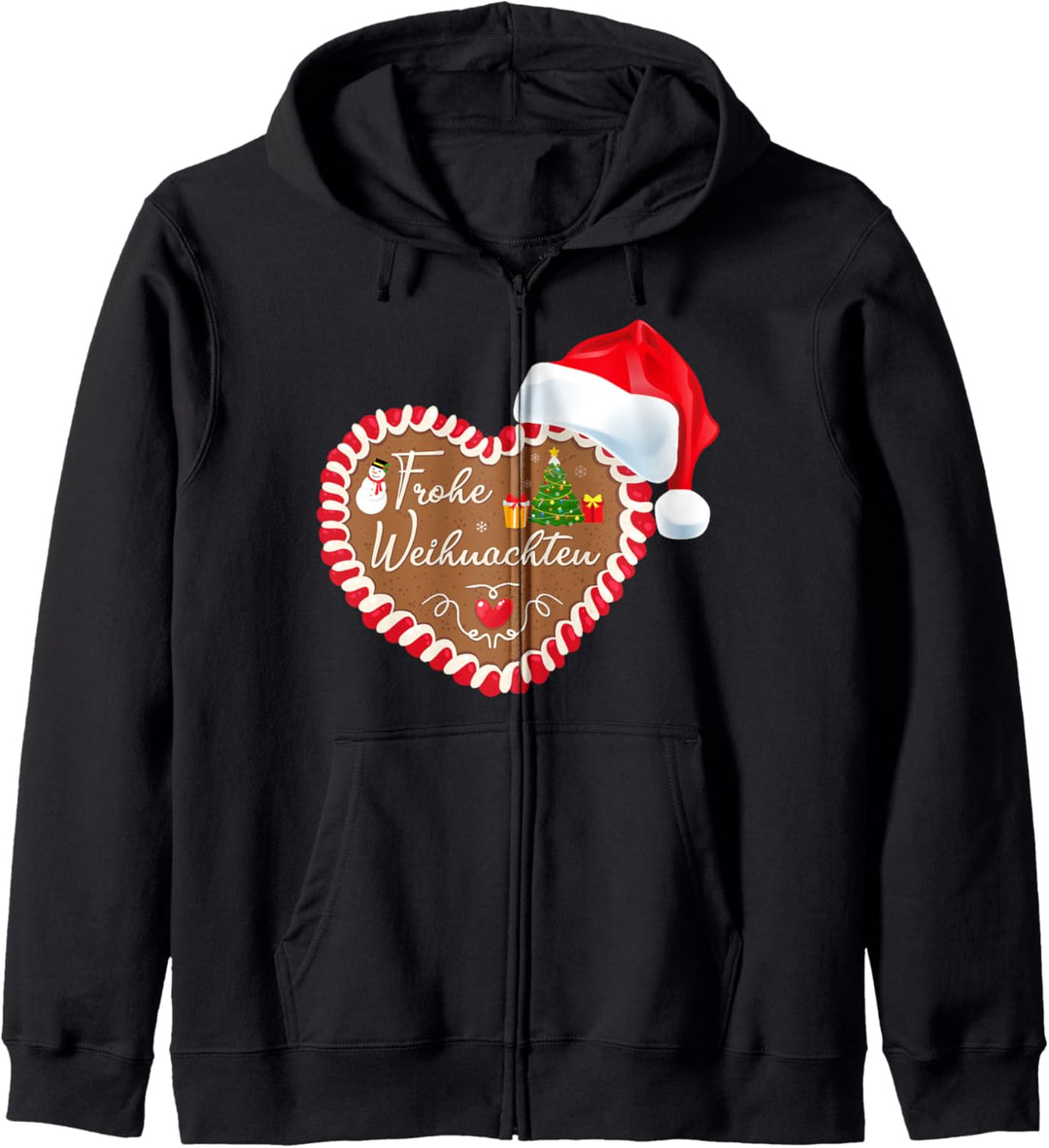 Frohe Weihnachten Lebkuchenherz Weihnachtsmann Geschenk Kapuzenjacke