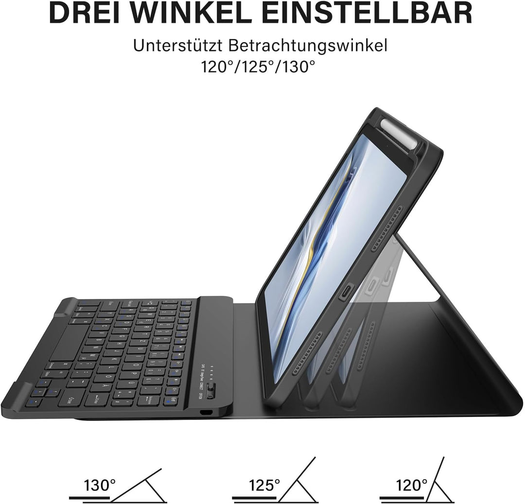 BQSS Hülle mit Tastatur für iPad A16 11 Generation 2025/10 Generation 10.9 Zoll 2022, Magnetisch Blu