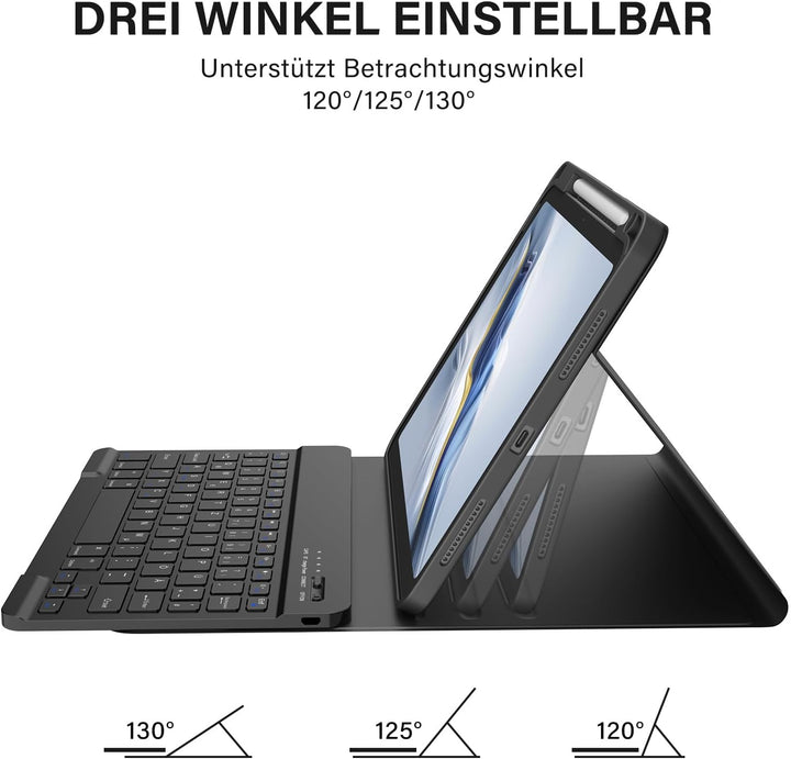 BQSS Hülle mit Tastatur für iPad A16 11 Generation 2025/10 Generation 10.9 Zoll 2022, Magnetisch Blu