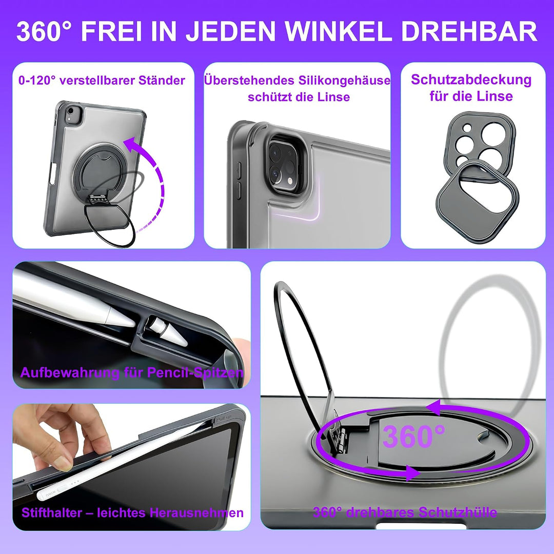 WIWU iPad Pro 13 Hülle mit Tastatur 360° Ständer Magnetisch Abnehmbare | Tastaturhülle 7 Farben Hint