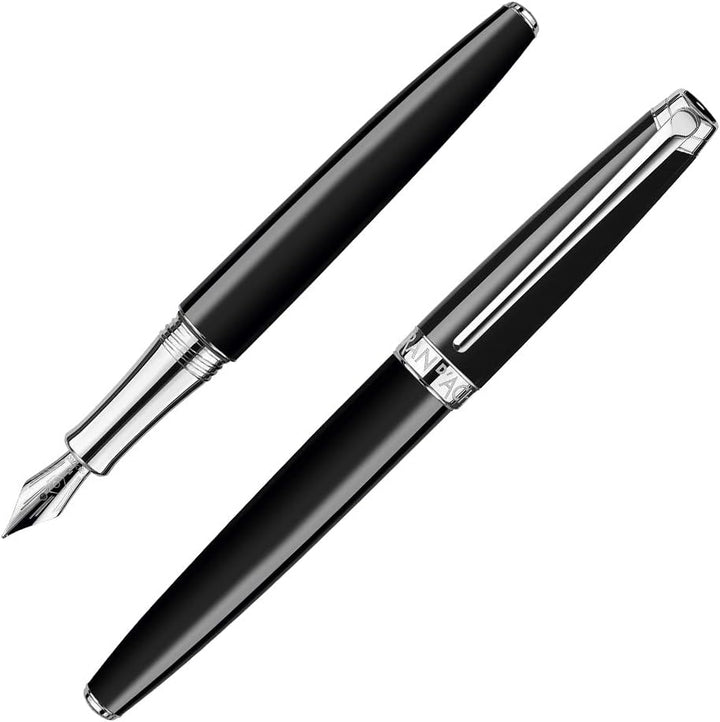 Caran d'Ache Füllhalter Léman Ebony Schwarz, silber, Feder:mittel (M), Schwarz