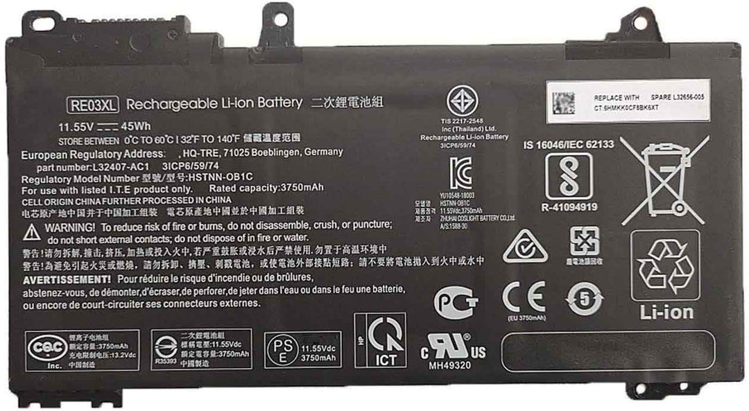RE03XL L32656-002 HSTNN-OB1C HSTNN-UB7R HSTNN-DB9A L32407-AC1 L32407-2B1 L32407-541 L32656-005 Lapto