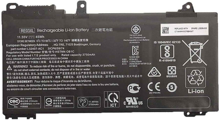 RE03XL L32656-002 HSTNN-OB1C HSTNN-UB7R HSTNN-DB9A L32407-AC1 L32407-2B1 L32407-541 L32656-005 Lapto