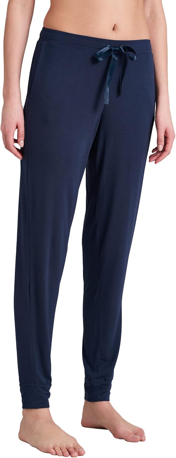 Schiesser Damen Schlafhose lang mit Bündchen Modal - Mix + Relax 34 Blau_175481, 34 Blau_175481