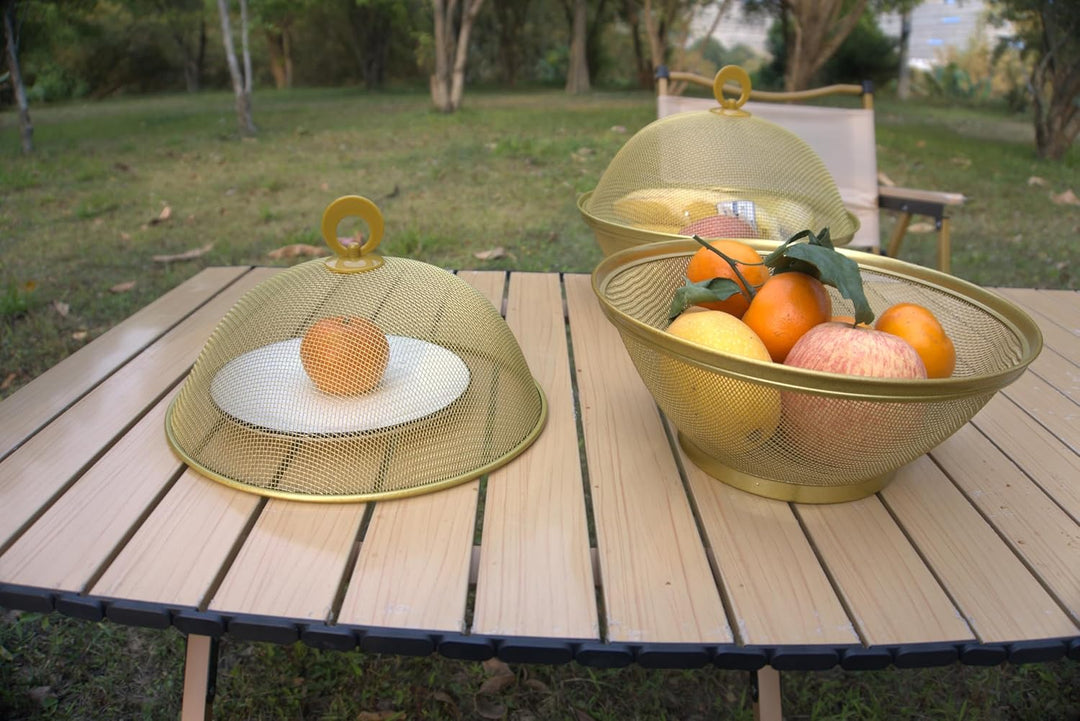 Obstschale mit Deckel, Obstkorb aus Metall - Netz-Obstschalen in Mehreren Farben, Langlebiger & Deko