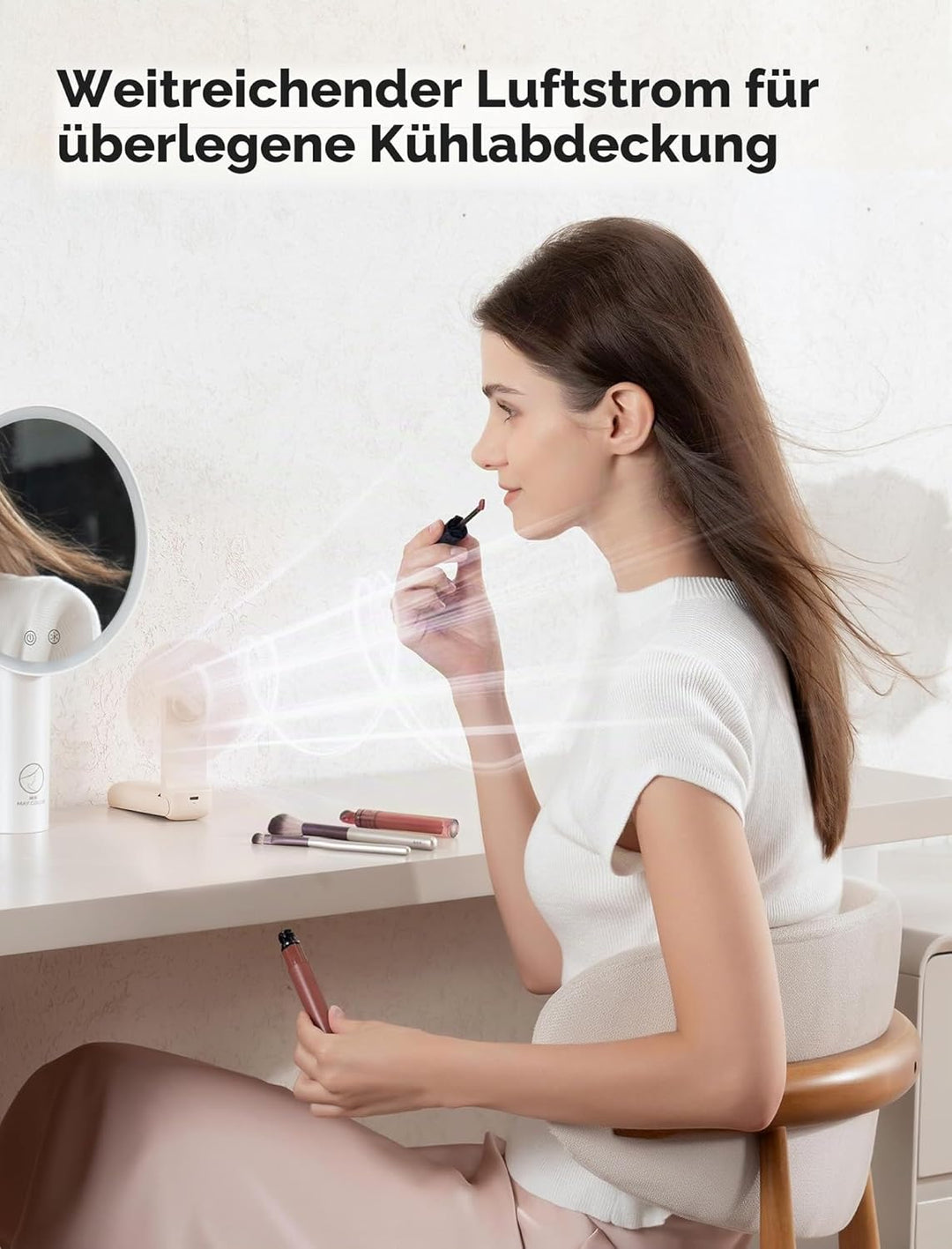 Aecooly Schlank Handventilator, Dünner Mini Ventilator, kleiner USB-Akku-Ventilator [Bis zu 24 Stund