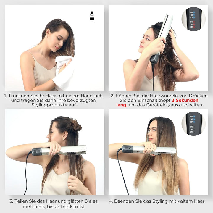 Air Haarglätter, PARWIN PRO BEAUTY Ionen Air Glätteisen, Nass bis Trocken, Ohne Heizplatten, Ohne Hi