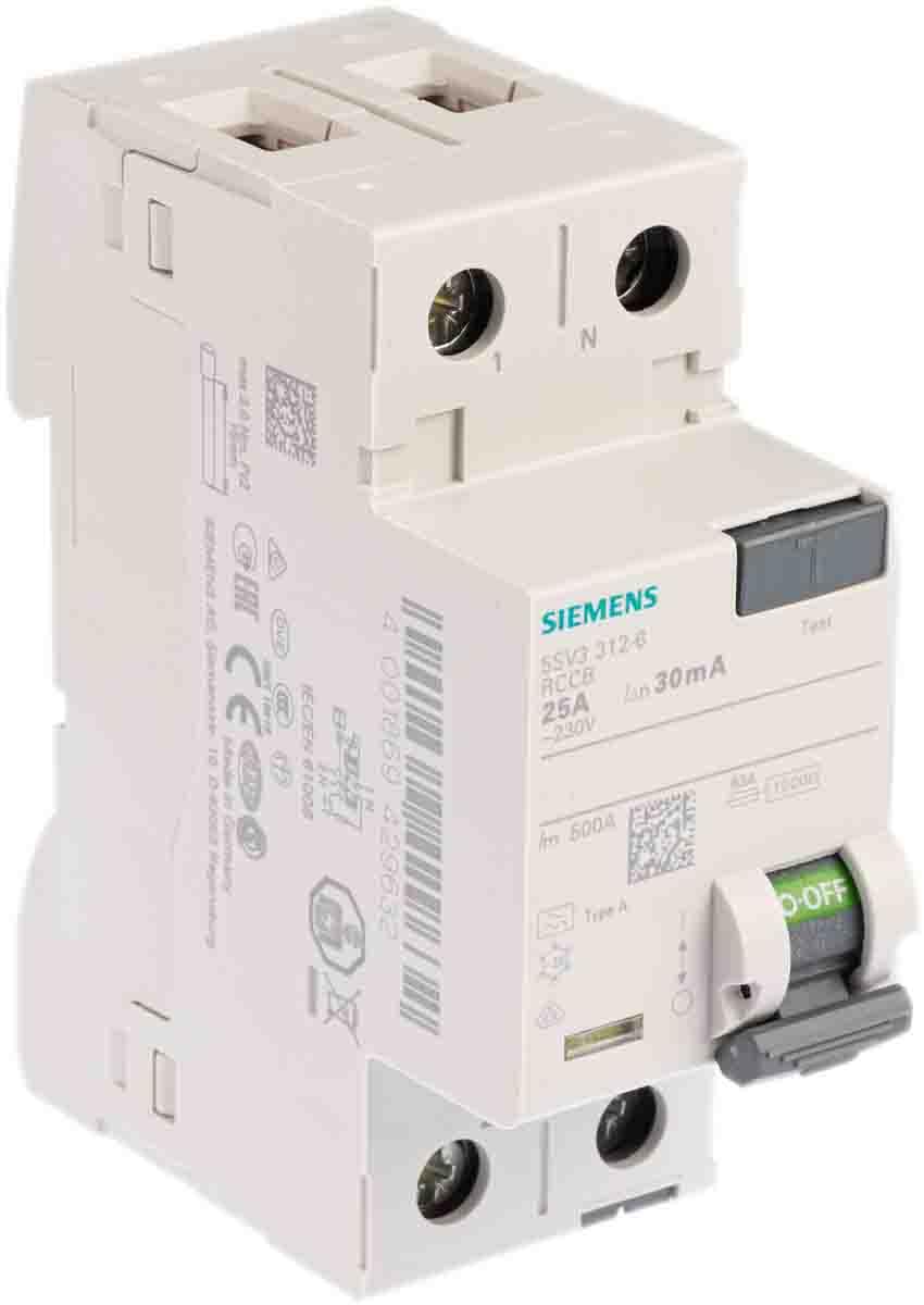 Siemens 5SV33126 FI-Schutzschalter 1P+N TypA 30mA 25A 230V Single, Single