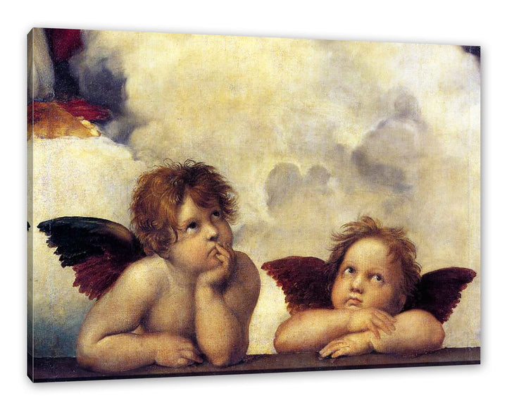 Raffael - Sixtinische Madonna zwei Engel als Leinwandbild / Grösse: 100x70 cm / Wandbild / Kunstdruc