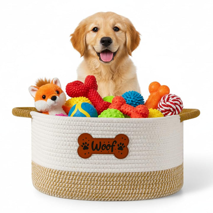 Grosser Spielzeugkorb für Hunde, Spielzeugbox, Organizer-Körbe, gewebtes Baumwollseil, Spielzeugkorb