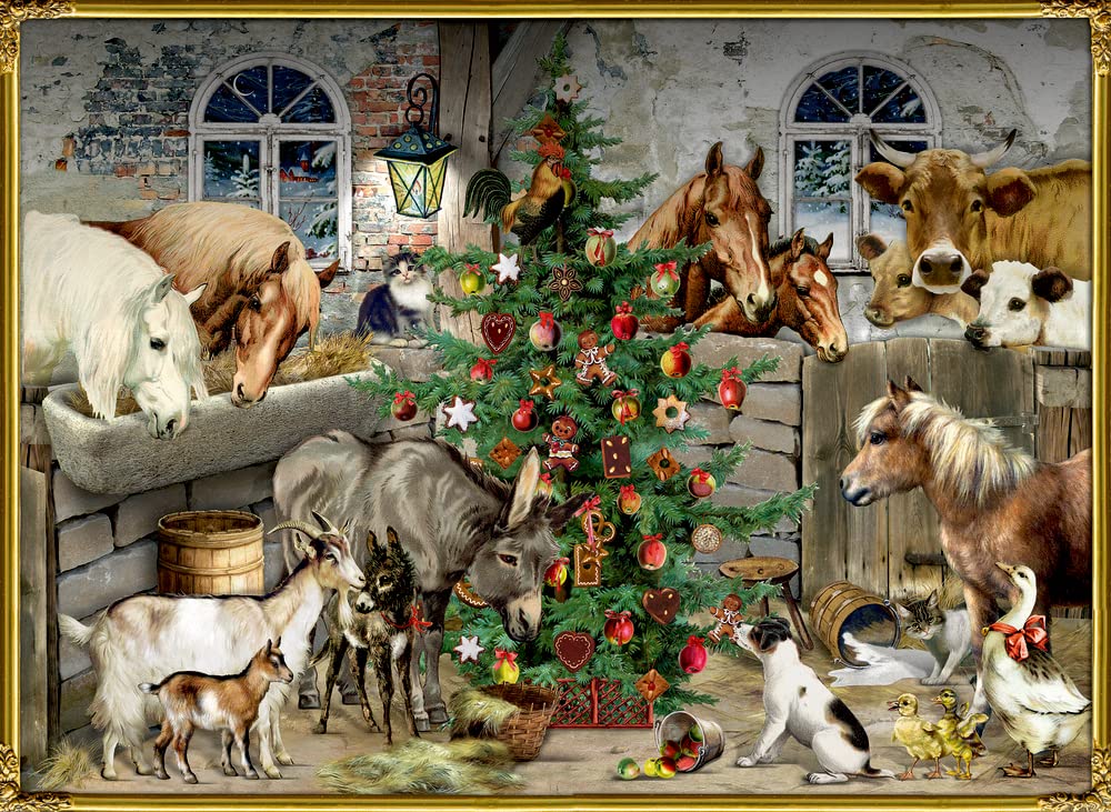 Wand-Adventskalender – Nostalgische Weihnachten bei den Tieren im Stall, Kalender