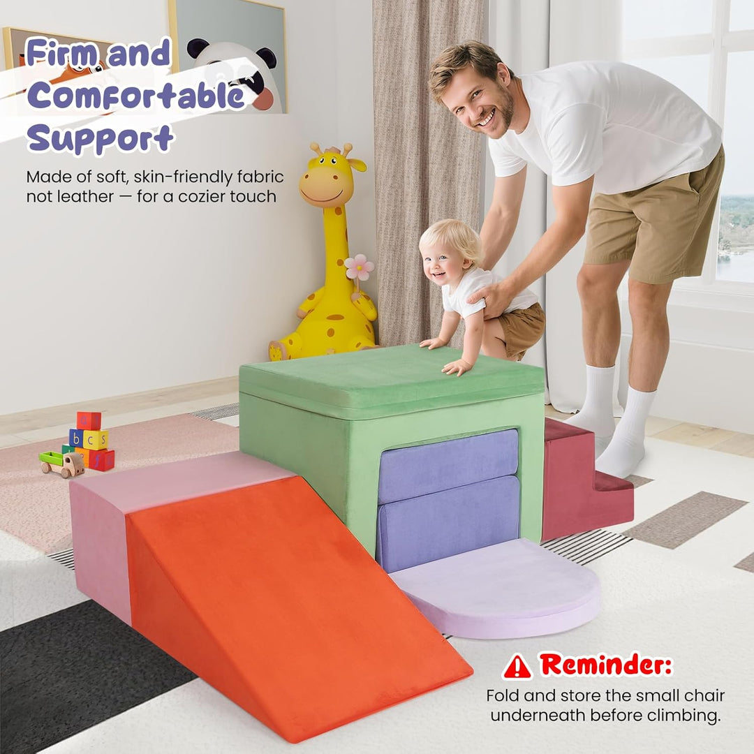 Baby-Schaumstoffbausteine, Softplay-Set für Kleinkinder von 1–3 Jahren, Baby-Kletterturm mit Rutsche