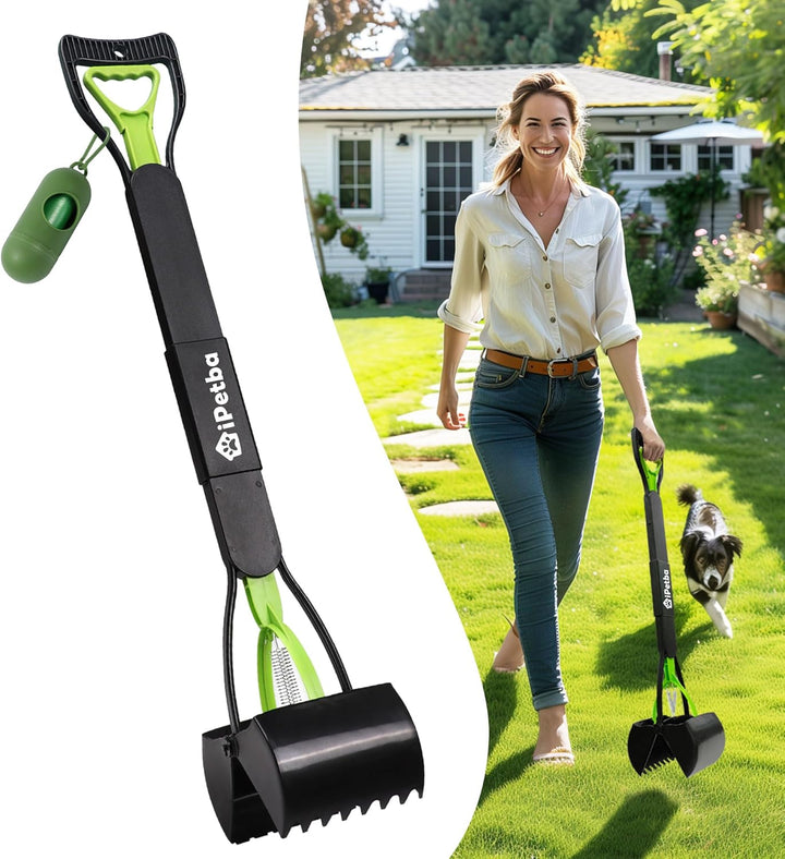Hundekotsammler für Garten – 81 cm Langer Griff, Kein Bücken, Grasfreundlich, Leicht zu Reinigen, La