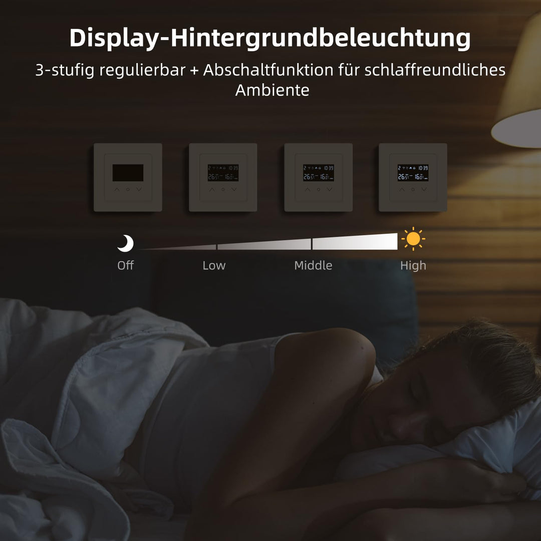 MIUCDA Smart WLAN Thermostat 55x55mm, Wasser Fussbodenheizung Raumthermostat Digital Heizungsthermos