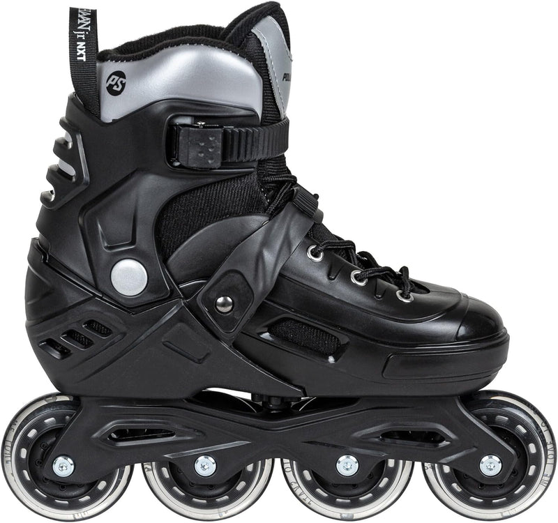 Powerslide Kinder Inline Skate Khaan Junior NXT Black, grössenverstellbar, für Fitness, Urban, Hocke