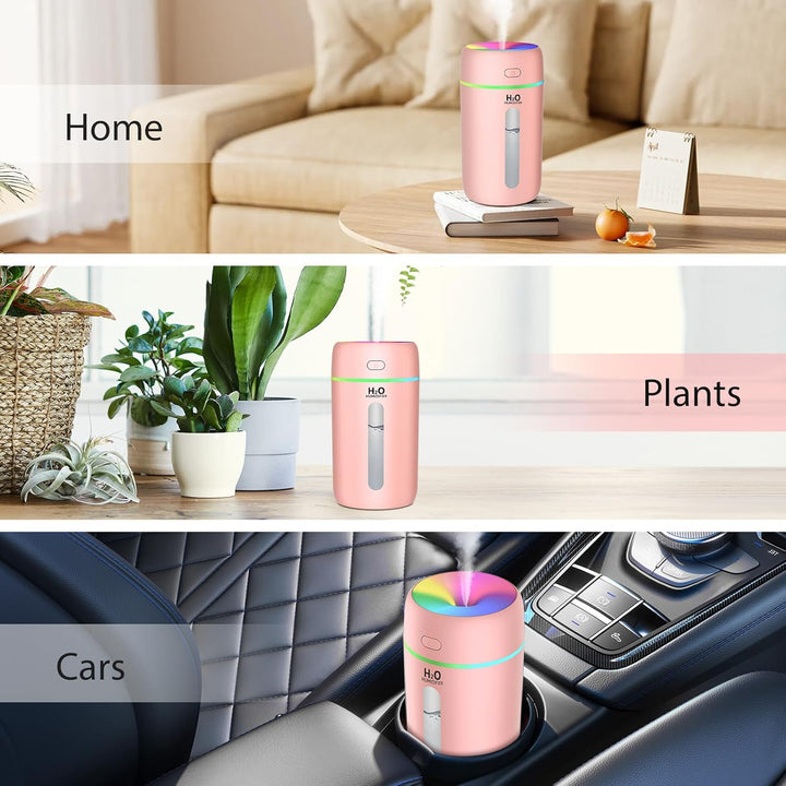 Kissleaf 250ML Mini Luftbefeuchter für Schlafzimmer/Kinderzimmer/Pflanzen,7-Farben-Licht 6H Lange La