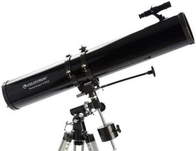 Celestron 21045 PowerSeeker 114EQ Spiegelteleskop - mit Zwei Okularen, Einer Barlow-Linse, höheneins