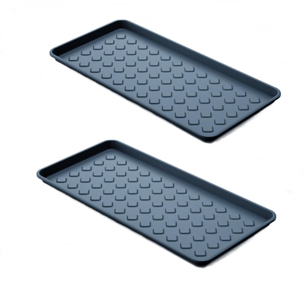 2X Schuhtablett 71x35 cm Schwarz – Schuhwanne mit Hohem Rand (3,3cm), Schuhabtropfschale Kunststoff,