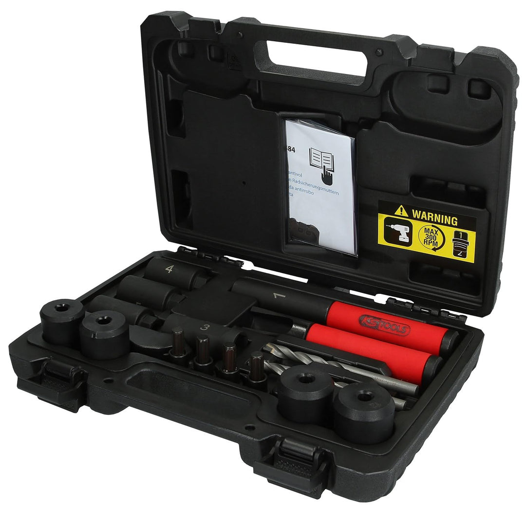KS Tools 913.1484 Felgenschloss-Ausbohr-Satz, 16-tlg