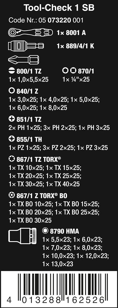 Wera 05073220001 Tool-Check 1 SB, Kompakt Werkzeug Satz, 38-teilig & Ratschenschraubendreher 816 RA,