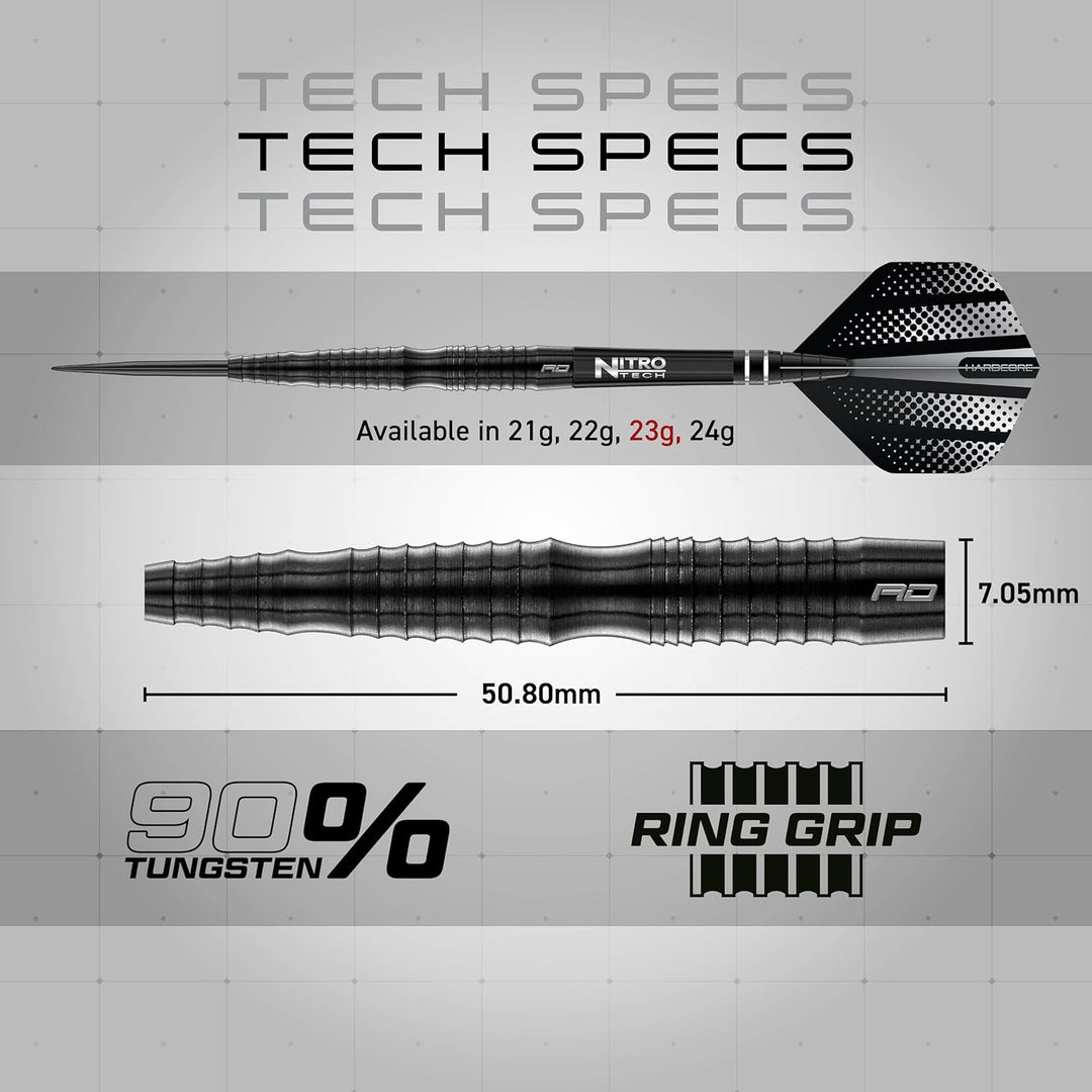 RED DRAGON Razor Edge Extreme Professional Tungsten Darts Set with Flights and Stems 23.0 Gramm, 23.