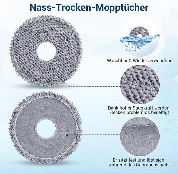 26 Stück Zubehör für Roborock QV 35A, QV 35S Saugroboter Ersatzteile, 2 Hauptbürsten, 4 HEPA-Filter,